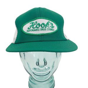 Vintage Hooks Drug Store Trucker Hat Cap Patch Mesh Snapback M to L Pharmacy USA